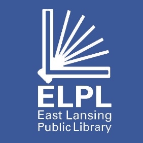 Picture of a book and the words East Lansing Public Library